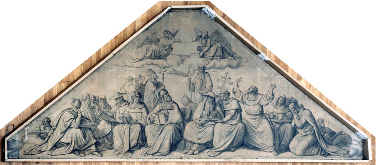 Kirchenlehrer und Ordensstifter. Karton zu den Fresken der Ludwigskirche in München