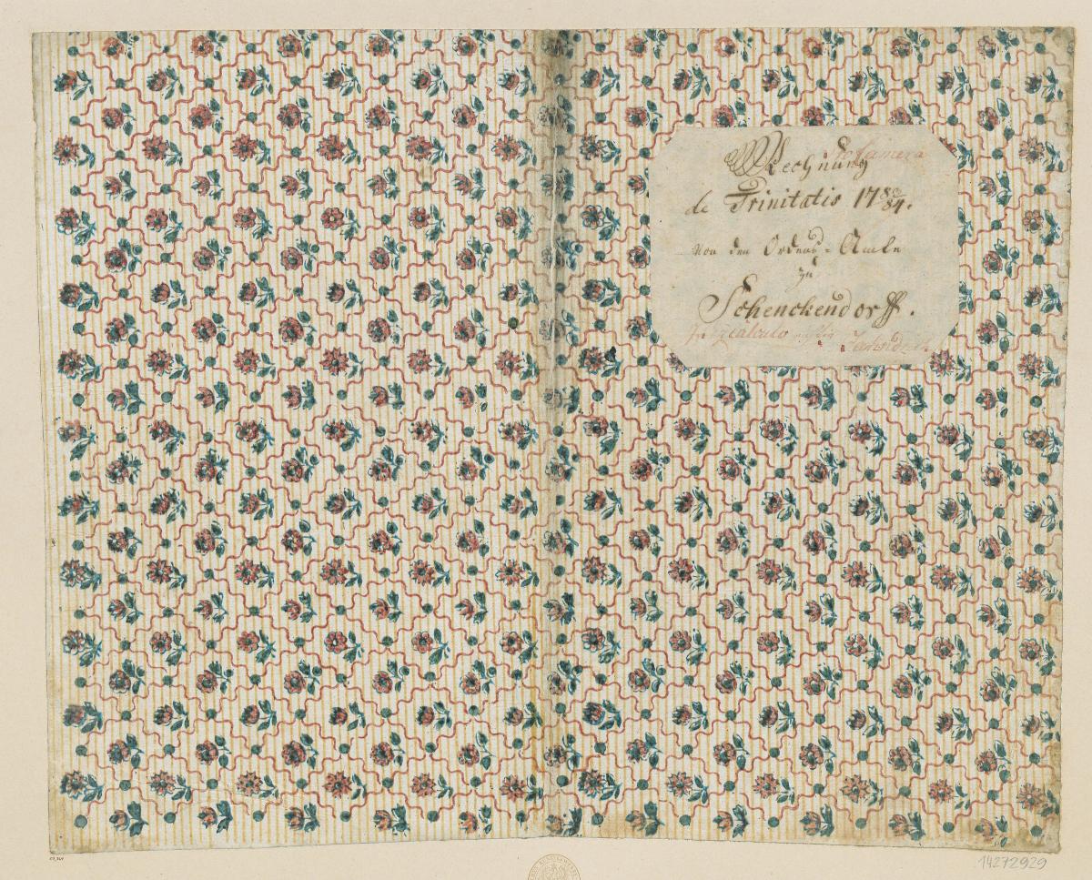 Modeldruckpapier (Einband für eine Akte mit Etikett, 1783/1784)