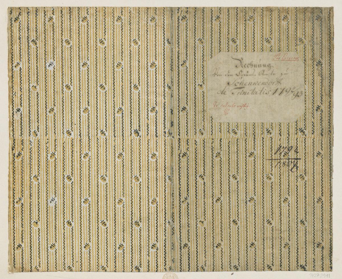 Modeldruckpapier (Einband für eine Akte mit Etikett, 1792/1793)