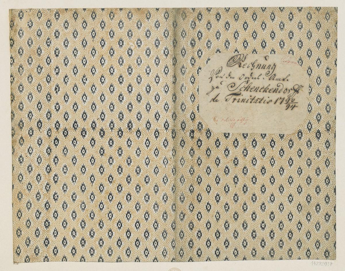 Modeldruckpapier (Einband für eine Akte mit Etikett, 1793/1794)