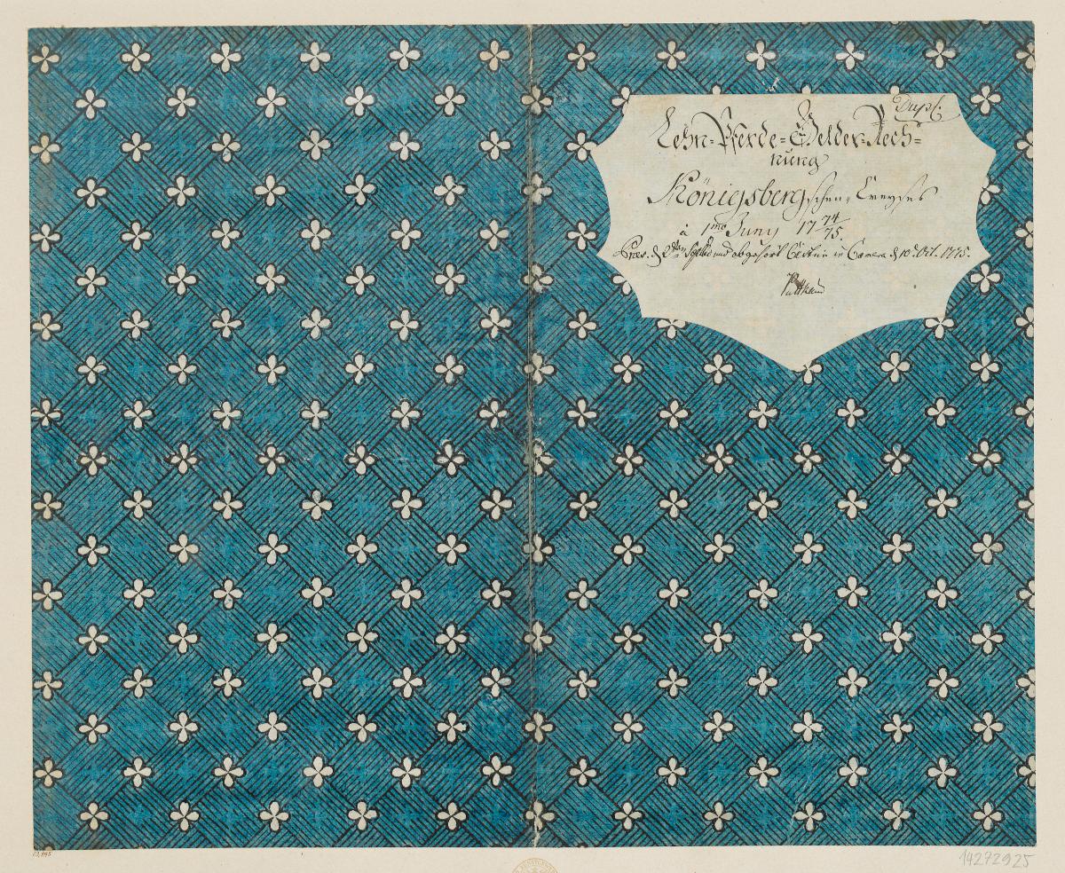 Modeldruckpapier (Einband für eine Akte mit Etikett, 1774/1775)