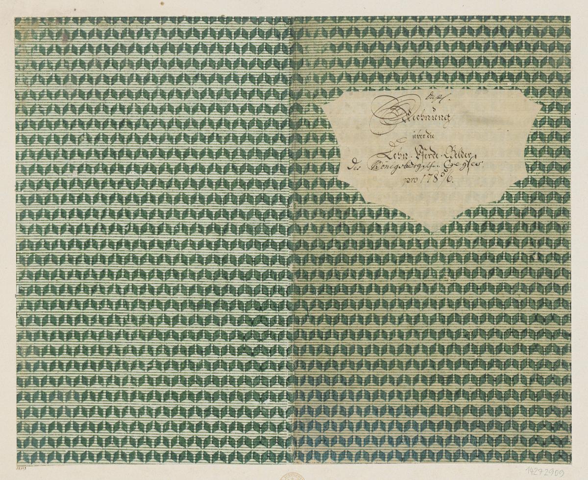 Modeldruckpapier (Einband für eine Akte mit Etikett, 1785/1786)