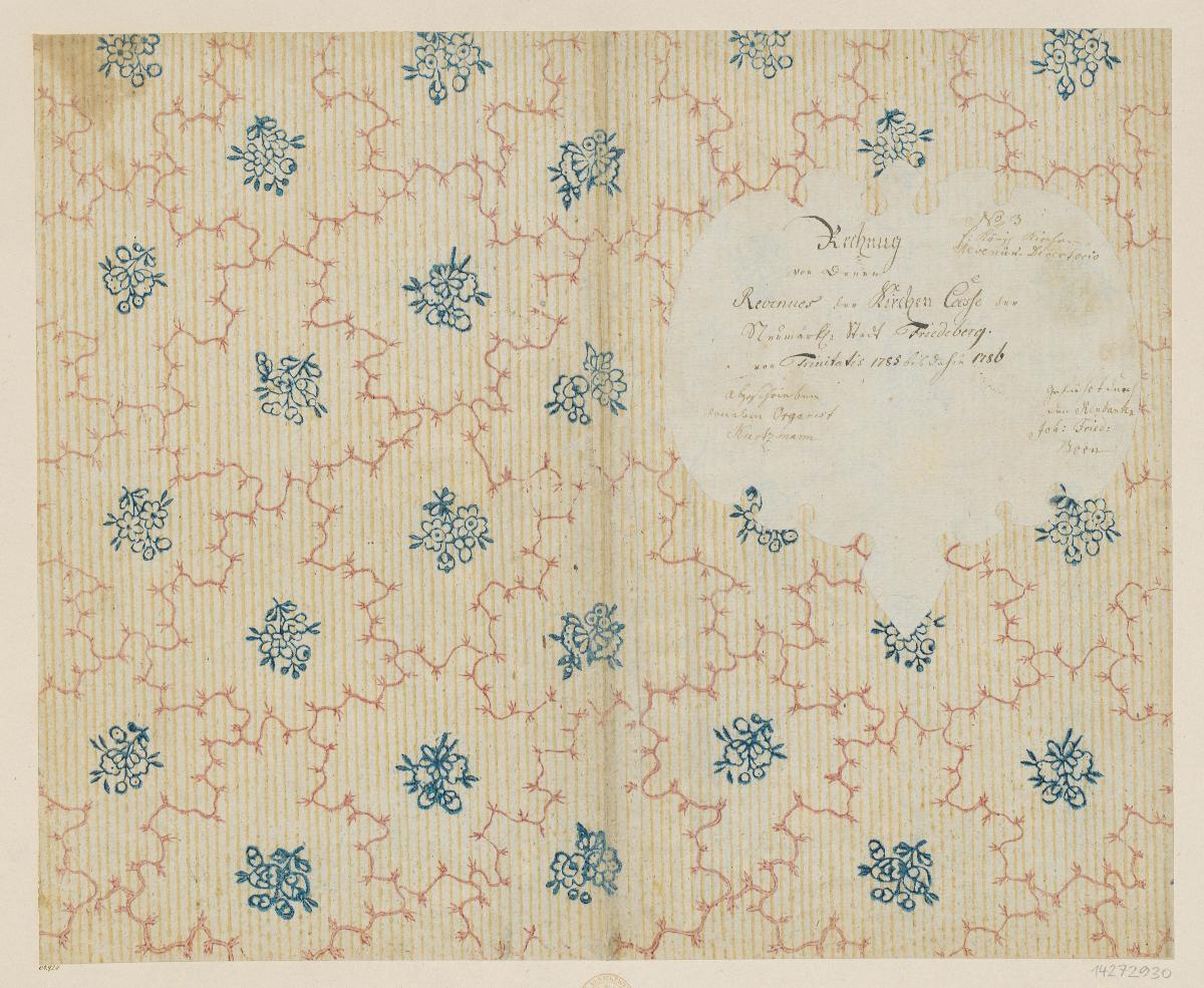 Modeldruckpapier (Einband für eine Akte mit Etikett, 1785/1786)