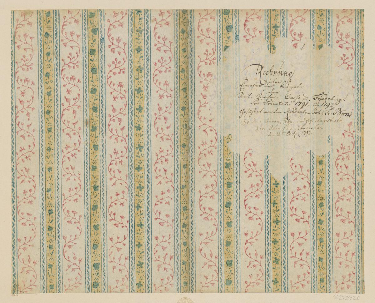 Modeldruckpapier (Einband für eine Akte mit Etikett, 1791/1792)