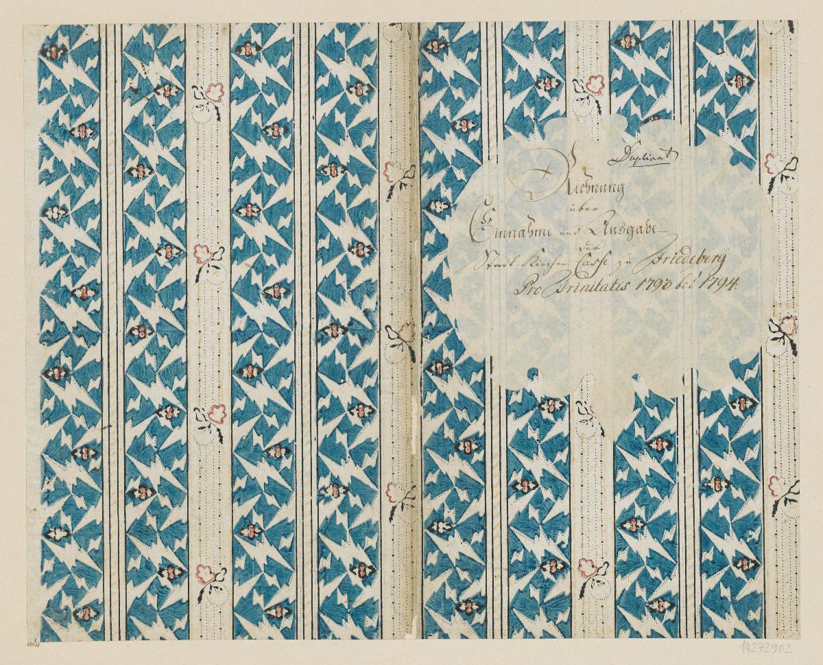 Modeldruckpapier (Einband für eine Akte mit Etikett, 1793/1794)