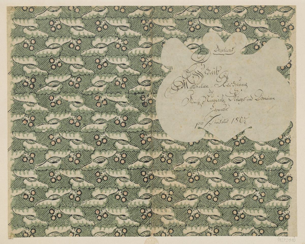 Modeldruckpapier (Einband für eine Akte mit Etikett, 1801/1802)