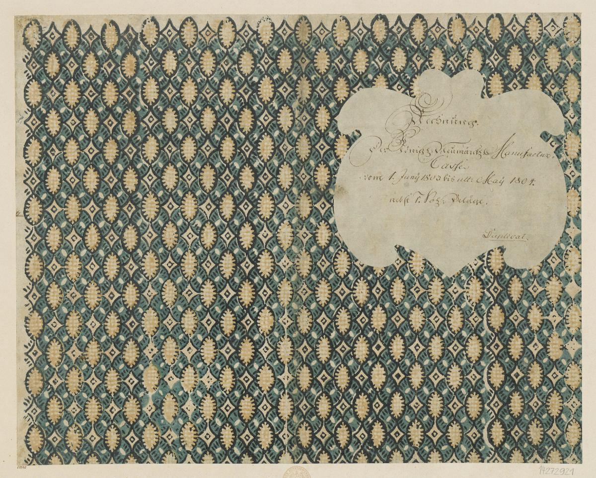 Modeldruckpapier (Einband für eine Akte mit Etikett, 1803/1804)