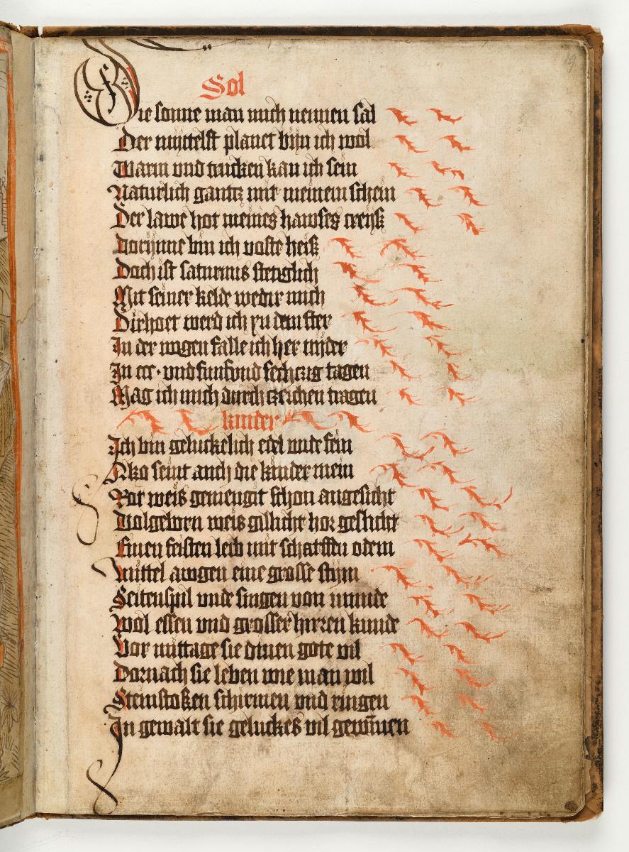 Planetenbuch (Blockbuch), Bl. 19 recto - Wirkung der Planeten, Sol - Text