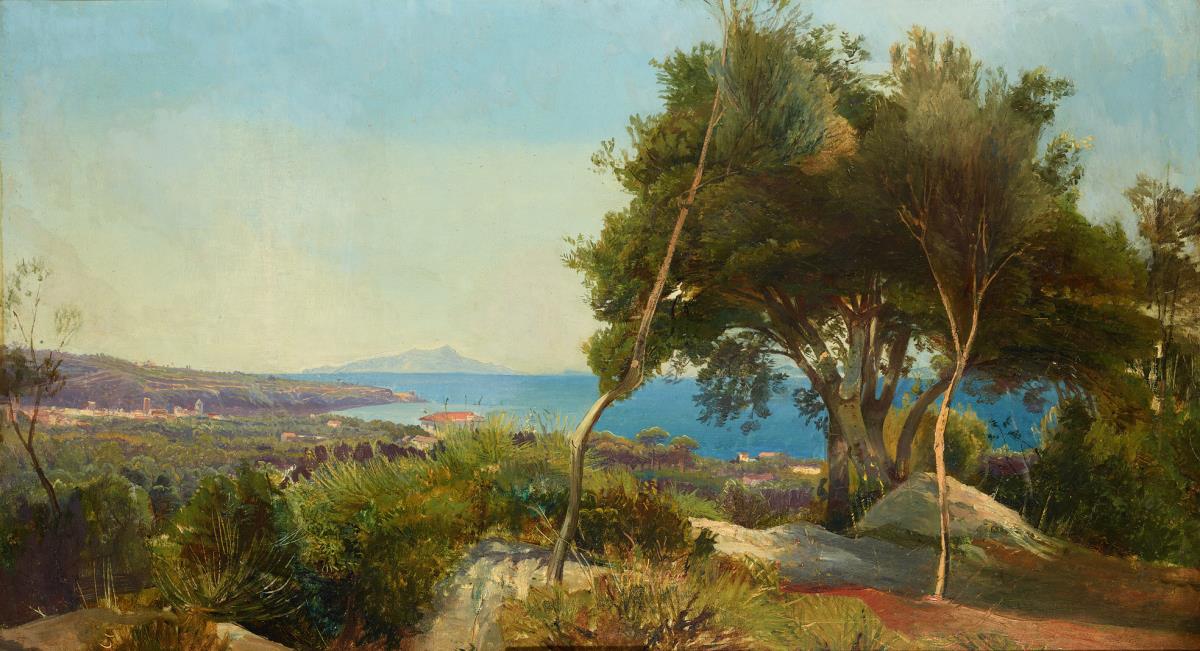 Italienische Landschaft mit dem Vesuv im Hintergrund