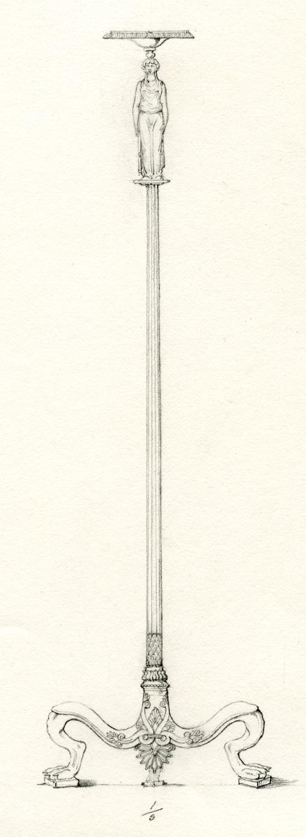 "Thymiaterion", modernes Pasticcio aus neuzeitlicher Statuette und dem Unterteil eines etruskischen Kandelabers