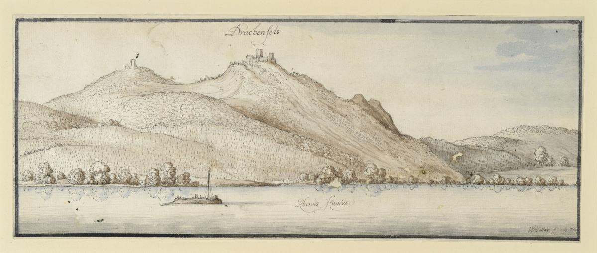Drachenfels, vom Rhein aus gesehen