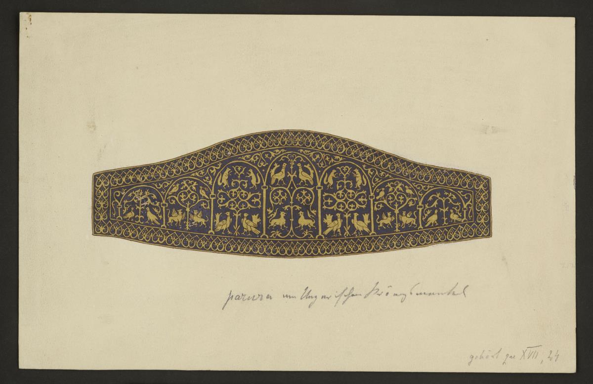 Das Oberteil des ungarischen Krönungsmantels "casula St. Stephani et Gislae reginae"
