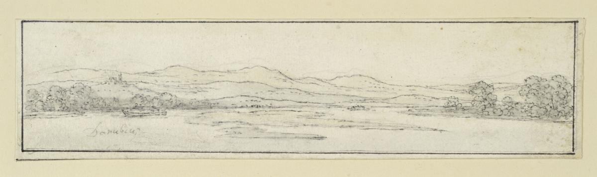 Donaulandschaft mit bergiger Ferne