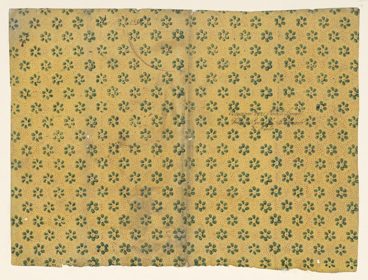 Kattunpapier (Blüten über Pünktchenmuster, Italien)