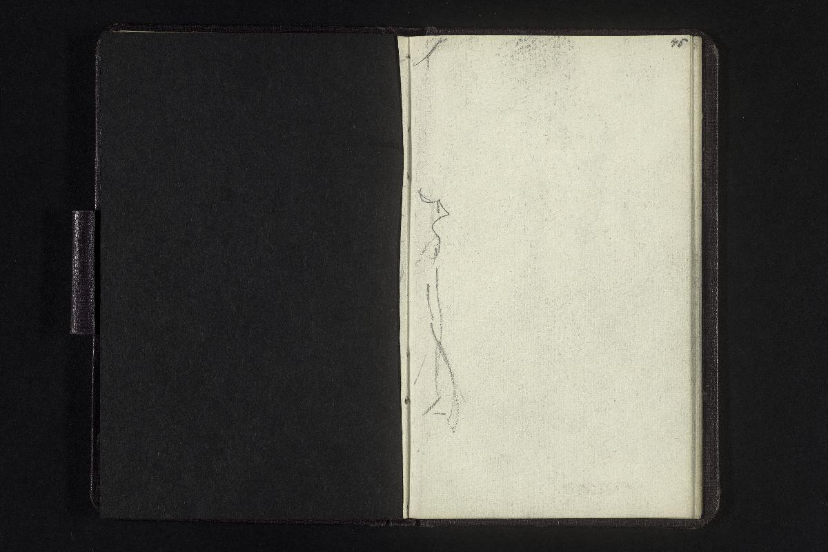Zeichnungrest von der herausgetrennten Seite und deren Fragment