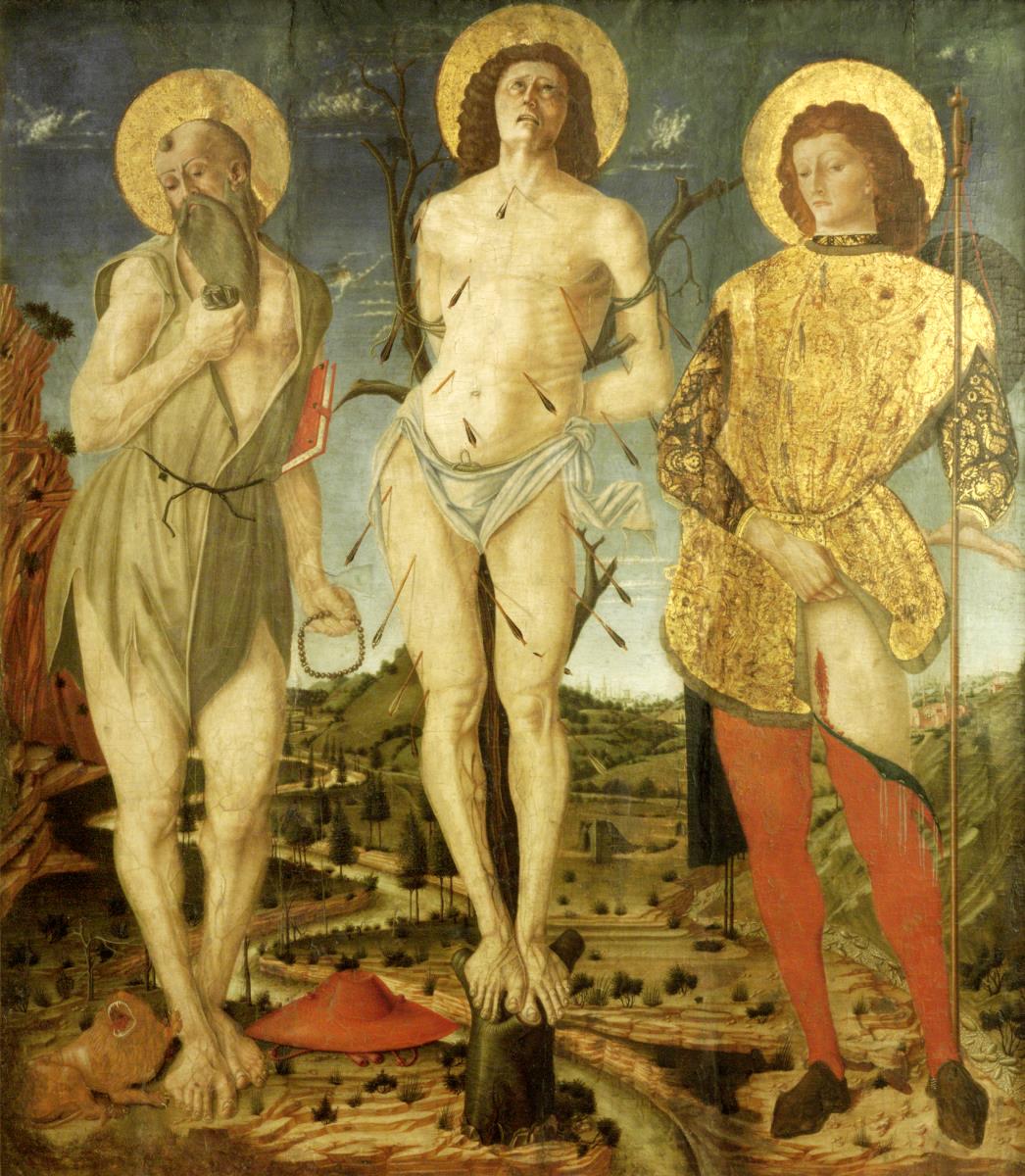 Die Heiligen Hieronymus, Sebastian und Rochus