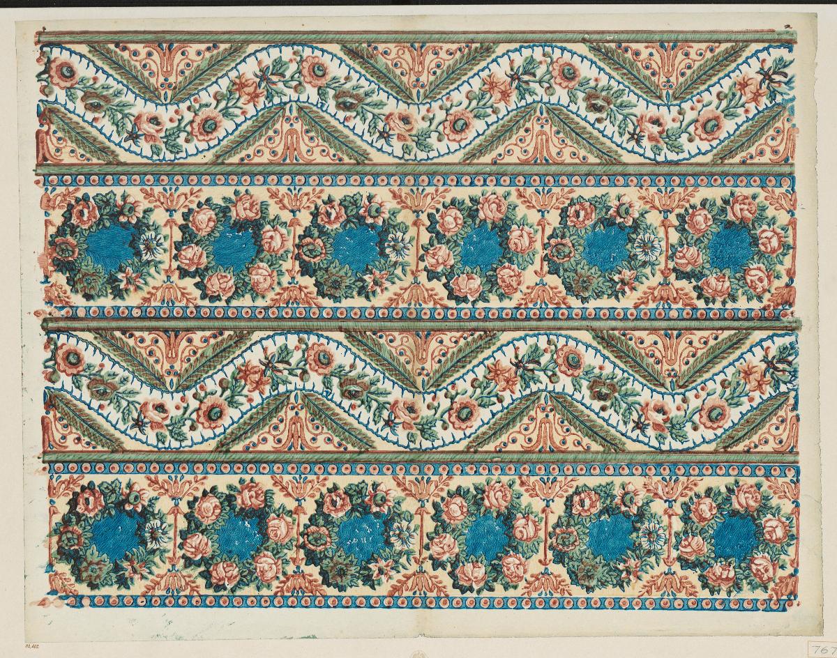 Modeldruckpapier (breite florale Musterbänder)