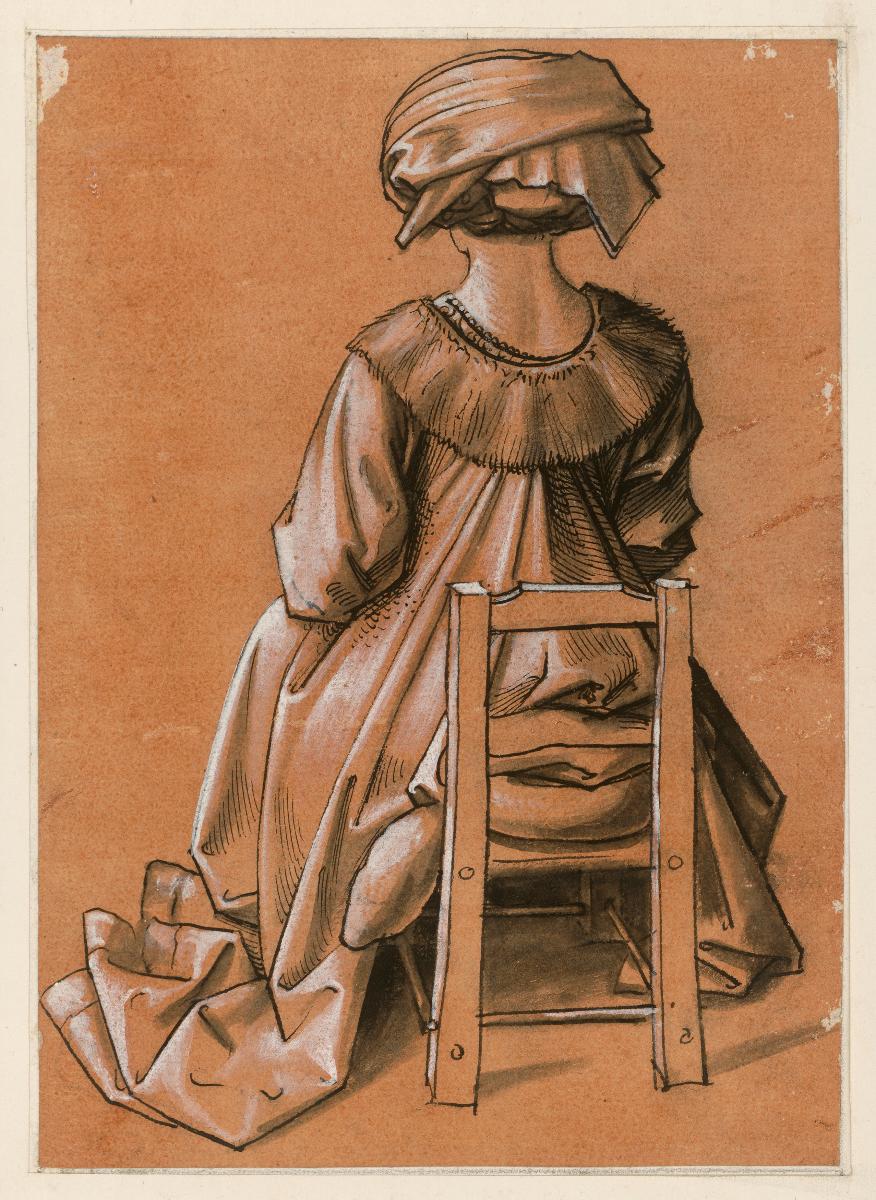 Frau auf einem Stuhl sitzend, Studie der hl. Thekla