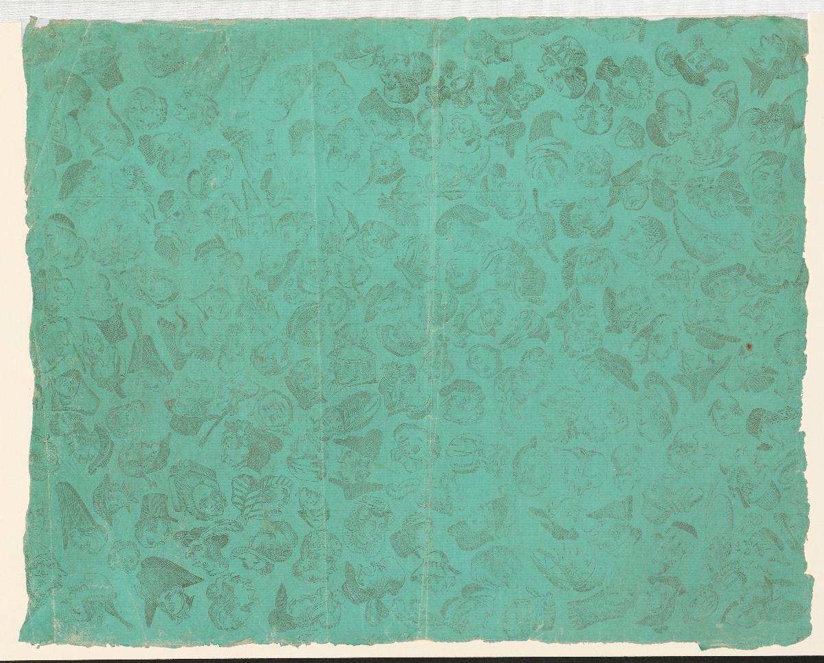 Lithografiertes Papier (mit grotesken Köpfen)