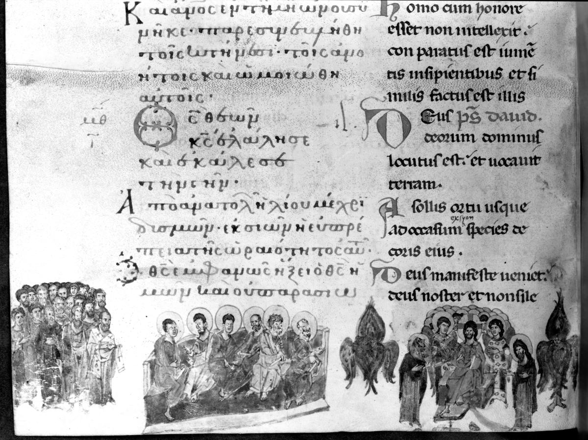 Psalterium und Breviarum graeco-latinum: Das Jüngste Gericht (linke Hälfte)