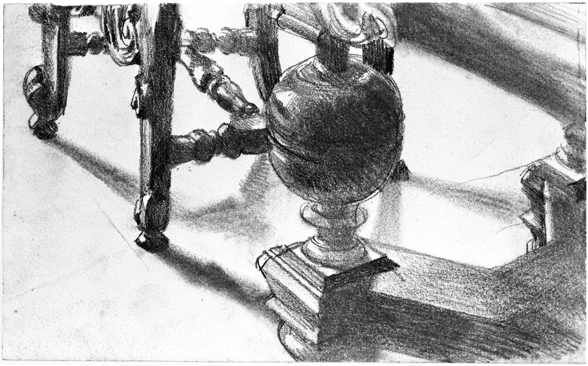 Stuhlbeine und Tischbein barocker Möbel