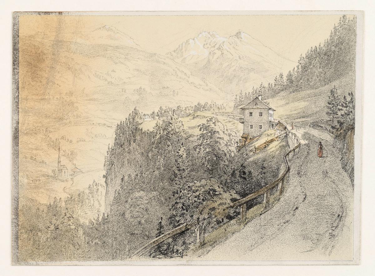 Gebirgslandschaft mit Haus am Hang