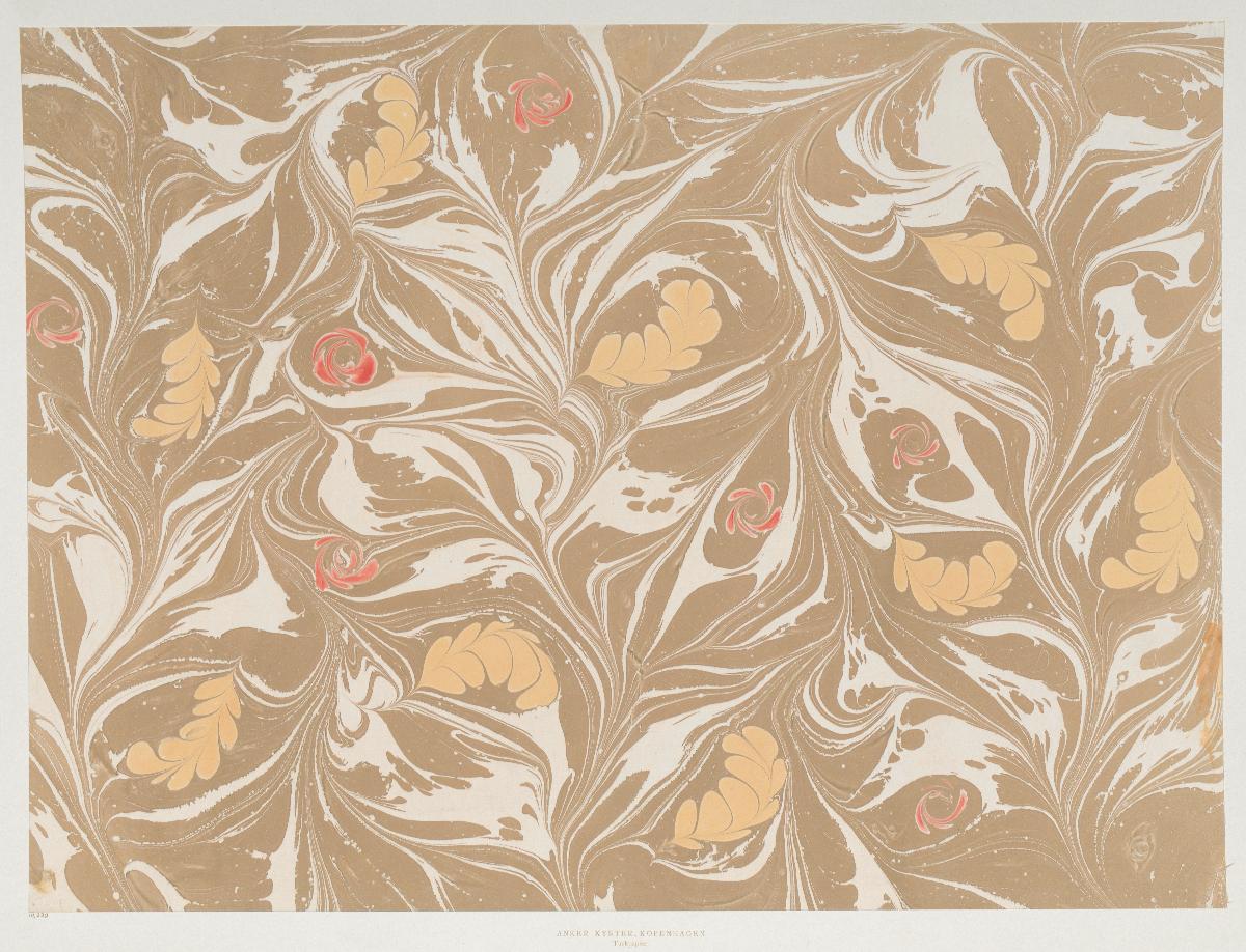 Marmorpapier (mit kleinen Blüten und Blättermotiven)