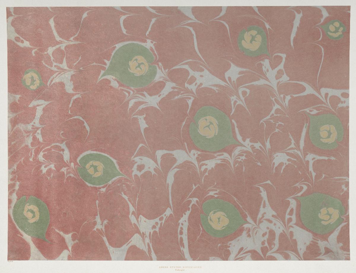 Marmorpapier (mit herzförmigen Motiven)