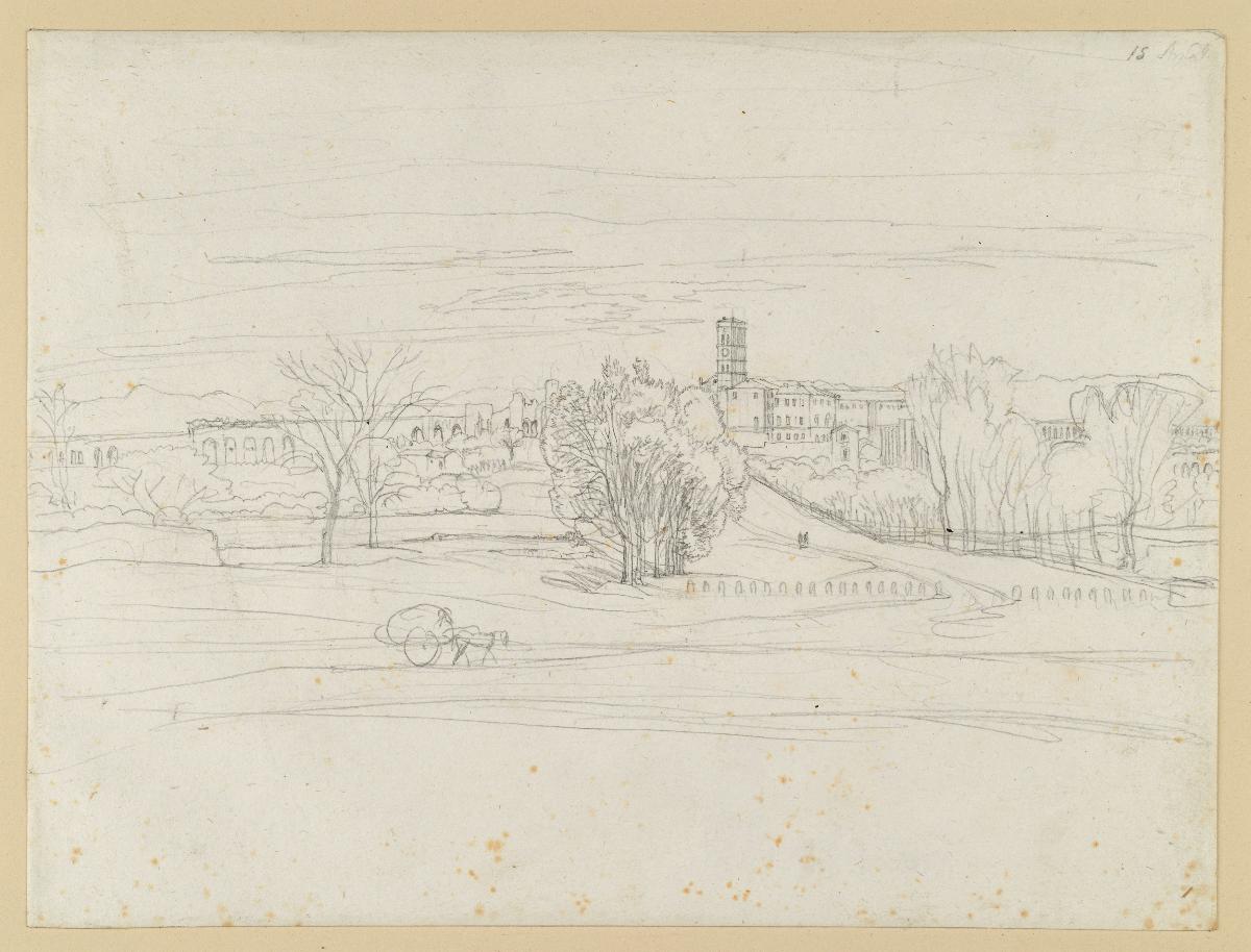 Landschaft mit Aquädukt und Kirche bei Rom