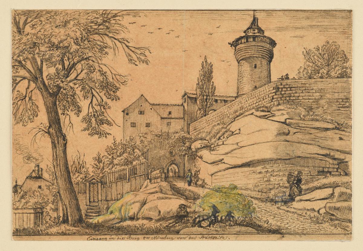 Der eingang zur Burg in Nürnberg von der Stadtseite