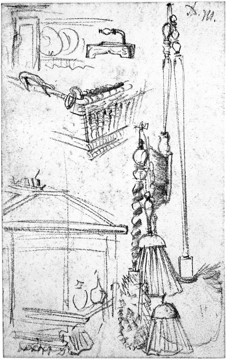 Weidenkorb, Bürste, Handfeger und Fliegenklatsche