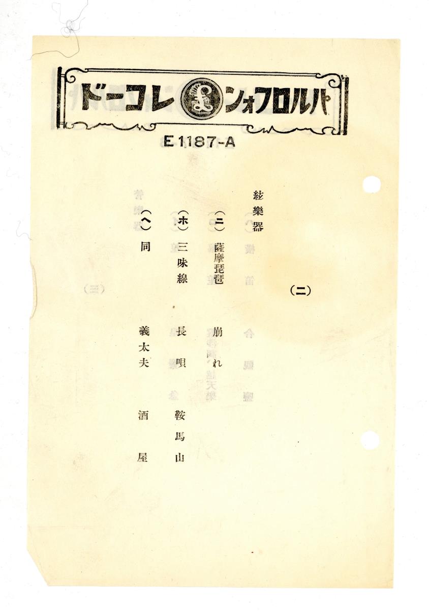 Titel A: [japan.]: Japan. Musikinstrumente, Teil 3 (日本の楽器3) Saiteninstrumente Teil 2 (絃楽器之部2)
Titel B: [japan.]: Japan. Musikinstrumente, Teil 4 (日本の楽器４), Blasinstrumente Teil 1 (管楽器之部１)