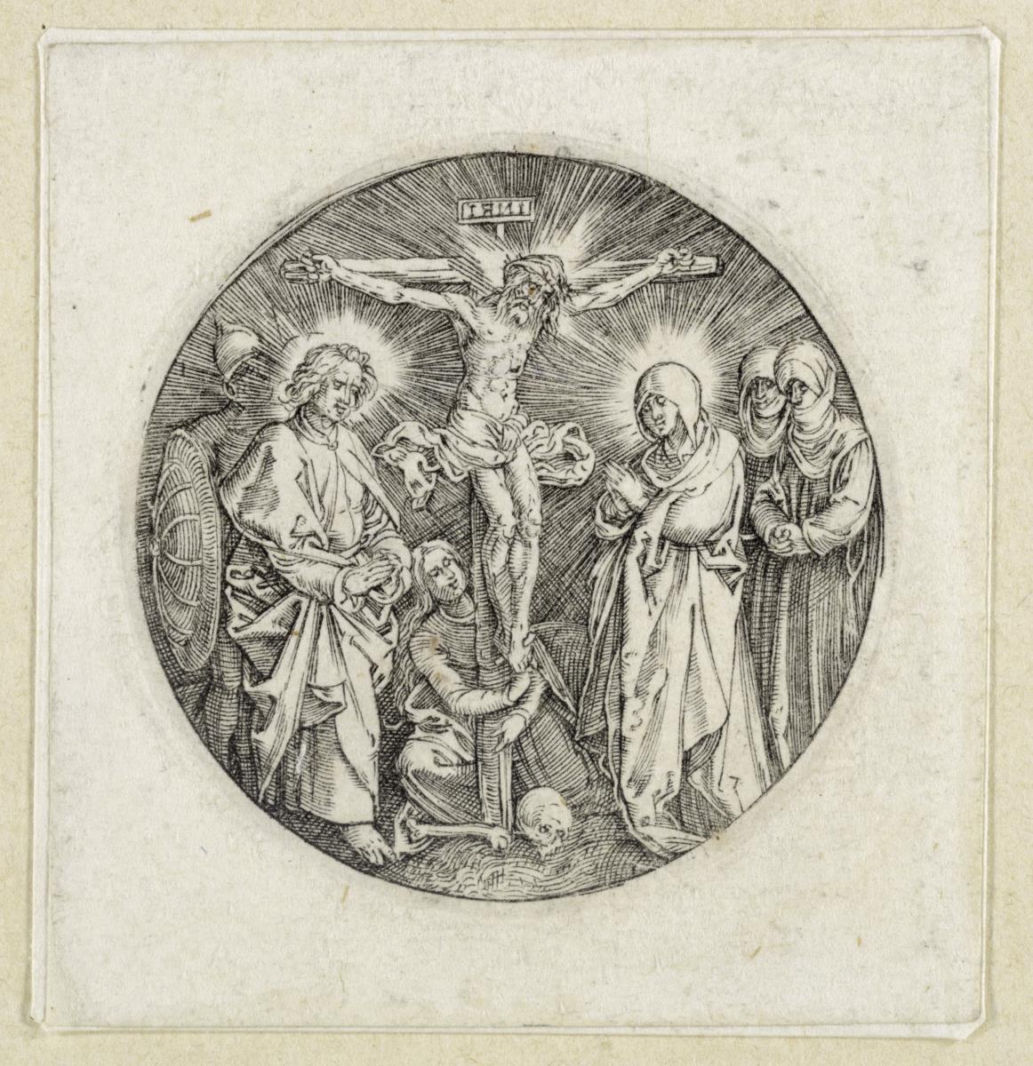Christus am Kreuz zwischen Johannes und Maria; gen. der Schwertknauf des Maximilian
