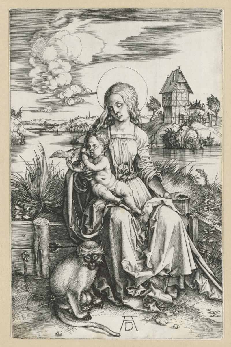 Maria mit dem Kind und der Meerkatze