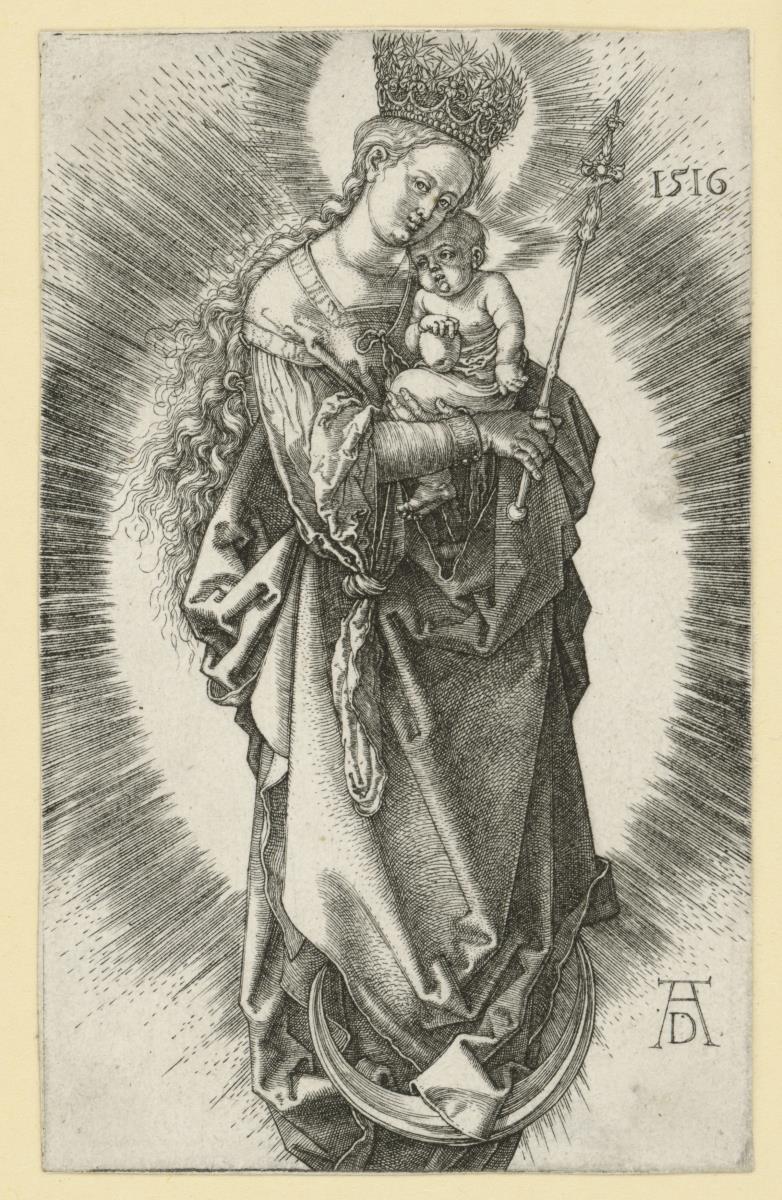 Maria auf der Mondsichel mit Szepter und Sternenkrone