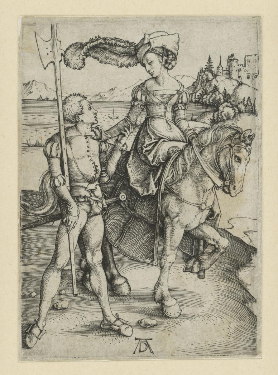 Landsknecht und Fräulein zu Pferd
