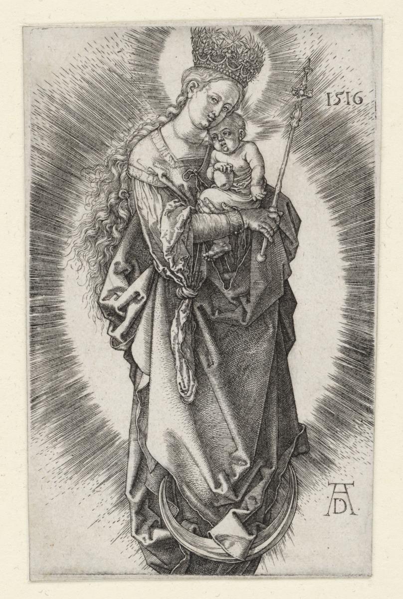 Maria auf der Mondsichel mit Szepter und Sternenkrone