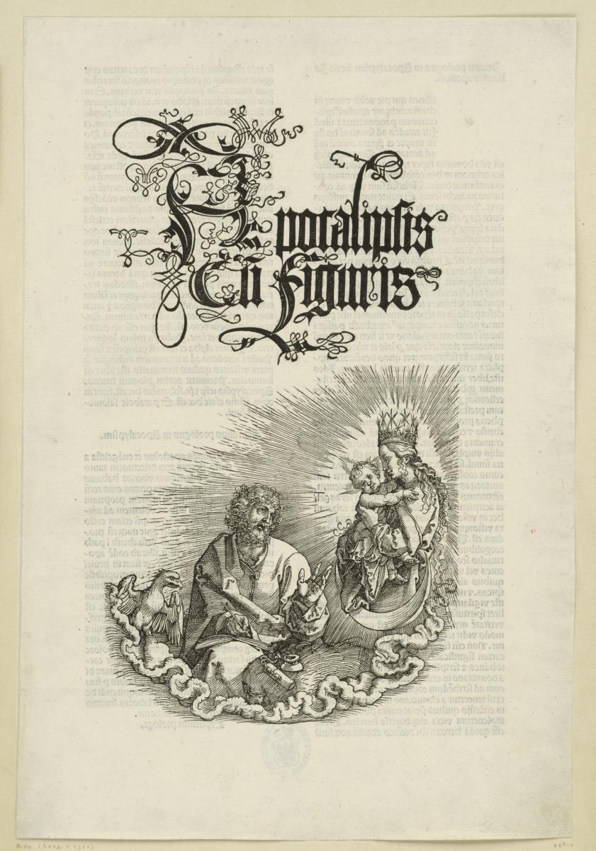 Titelblatt: Maria erscheint Johannes d. Ev. (Apokalypse)