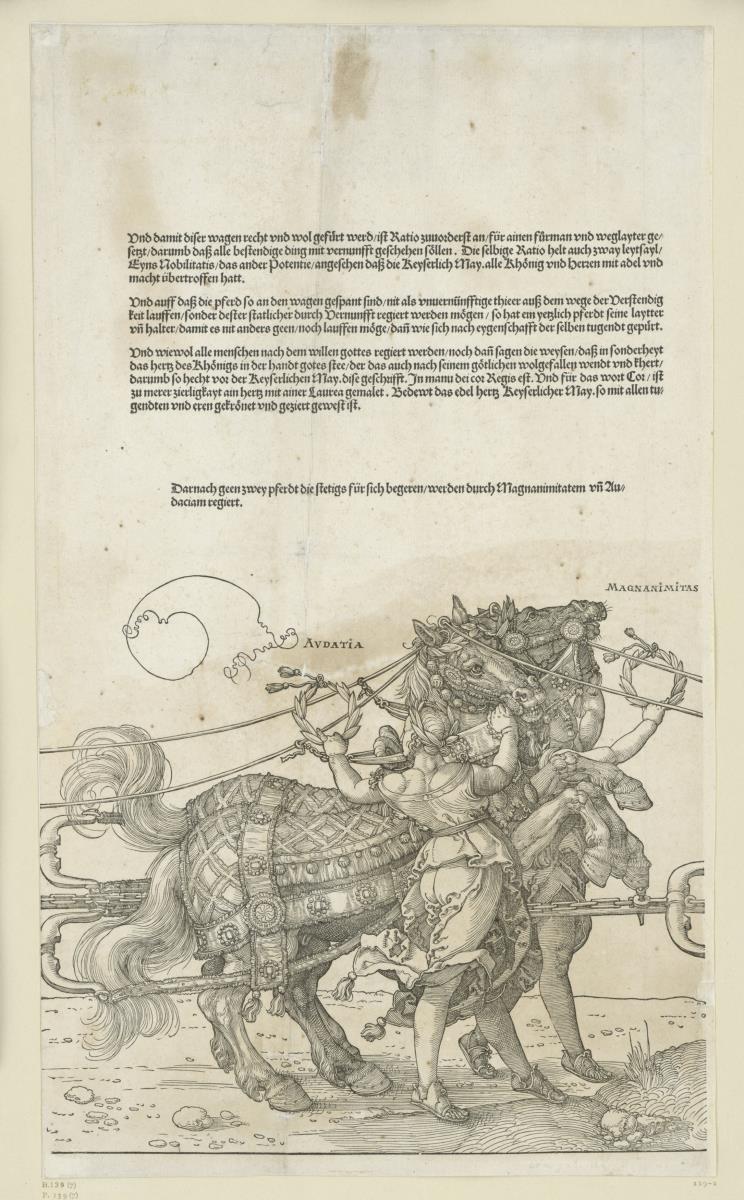 Der große Triumphwagen: Audatia und Magnanimitas (7. Stock)