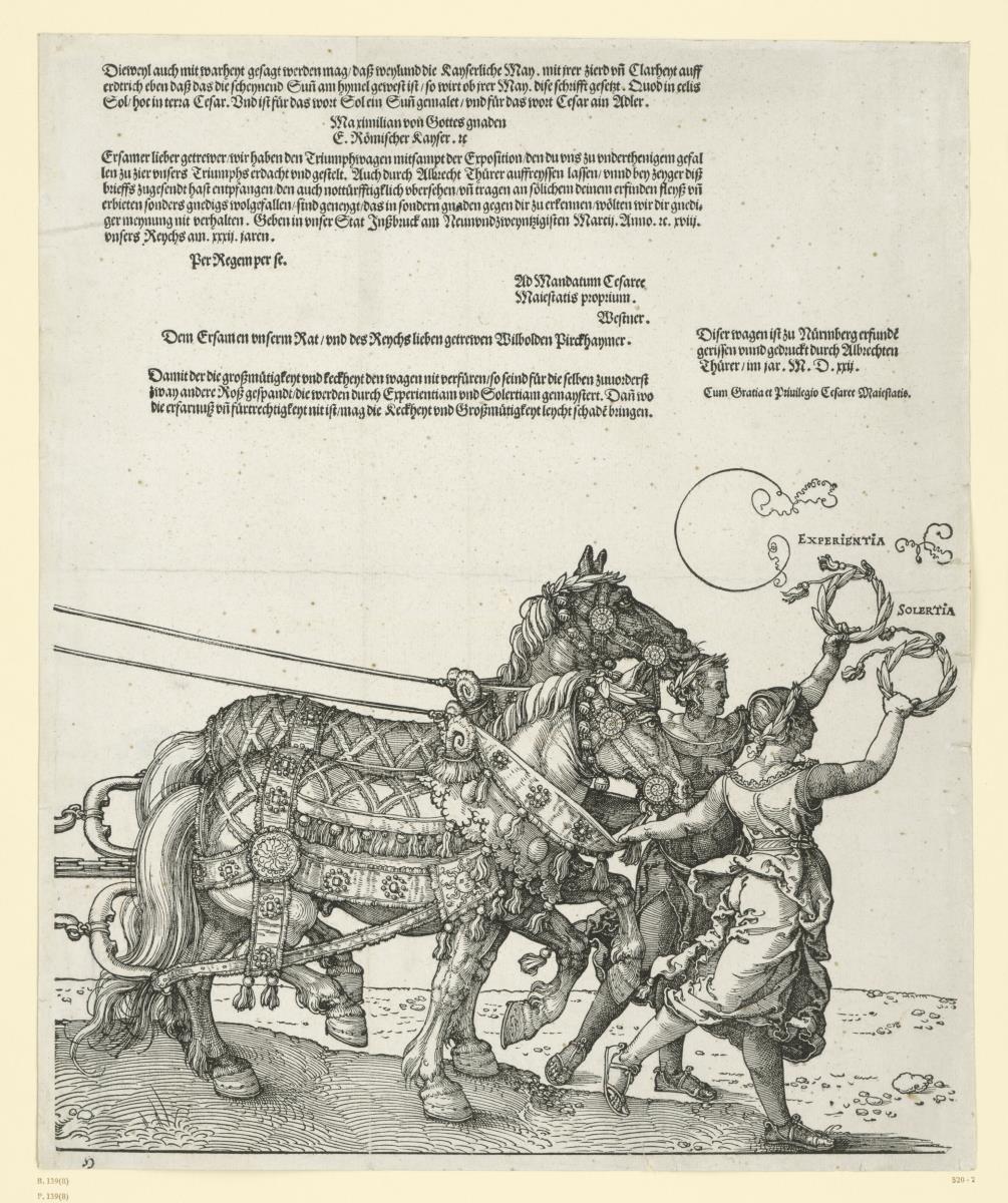 Der große Triumphwagen: Experientia und Solertia (8. Stock)
