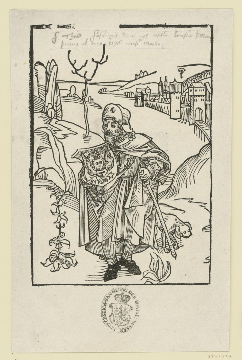 Johannes Gerson als Pilger (Titelseite zu Gersonis Opera, Nürnberg 1489)