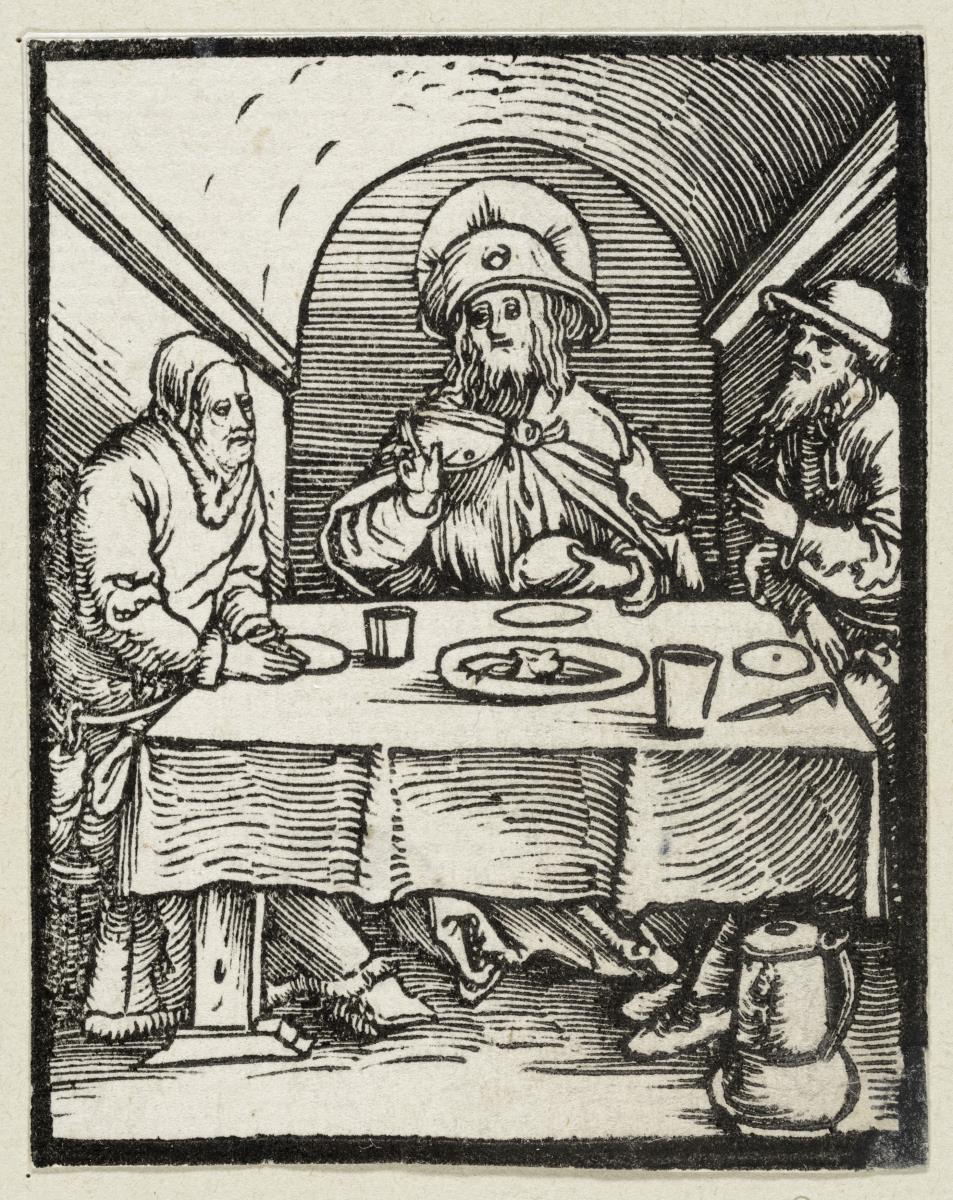 Christus und die beiden Jünger in Emmaus (aus: Postilla, 43 Holzschnitte)