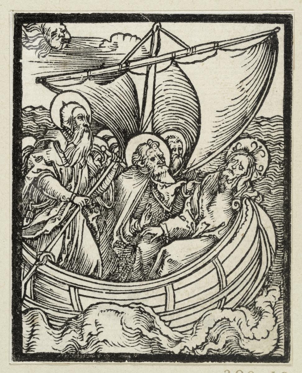 Christus im Schiffe schlafend (aus: Postilla, 43 Holzschnitte)