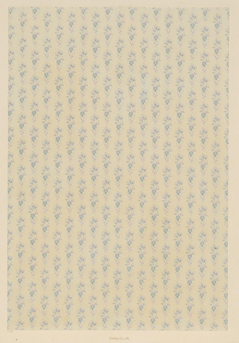 Walzendruckpapier (florales Flächenmuster, nach alten Mustern)