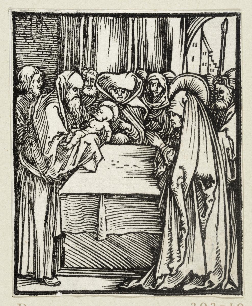 Die Darstellung Christi im Tempel (aus: Postilla, 43 Holzschnitte)