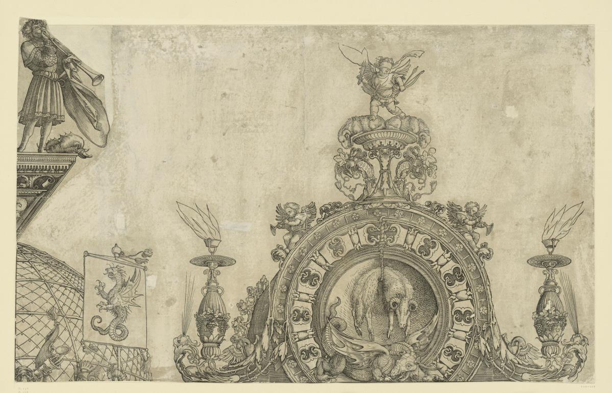 Der Triumphbogen des Kaisers Maximilian I. (26): Der Giebel des rechten Portals
