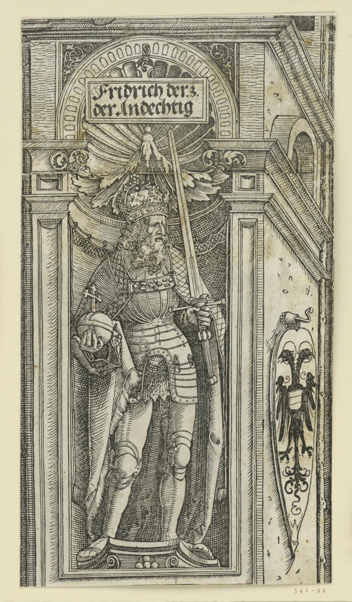 Der Triumphbogen des Kaisers Maximilian I. (Fragment v. 13): Der Nischenaufsatz der linken Mittelsäule
