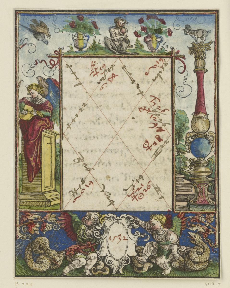 Titelbordüre mit lautespielendem Engel
