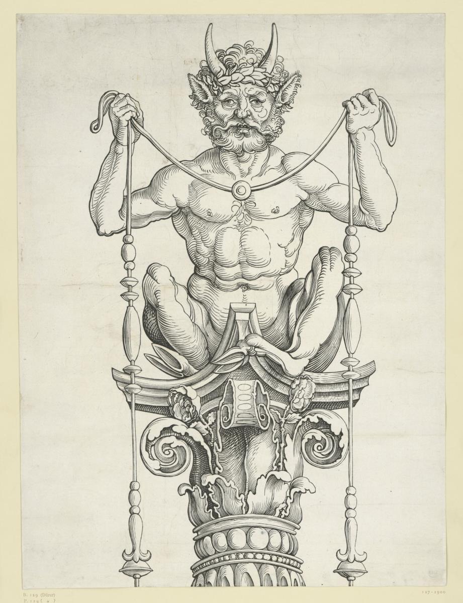Die große Säule in vier Blöcken: Der Satyr