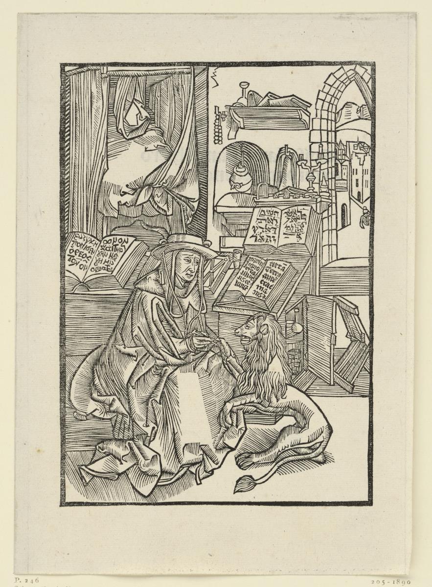 Heiliger Hieronymus, dem Löwen einen Dorn ausziehend